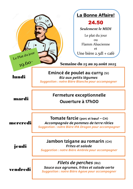 Plats de la semaine